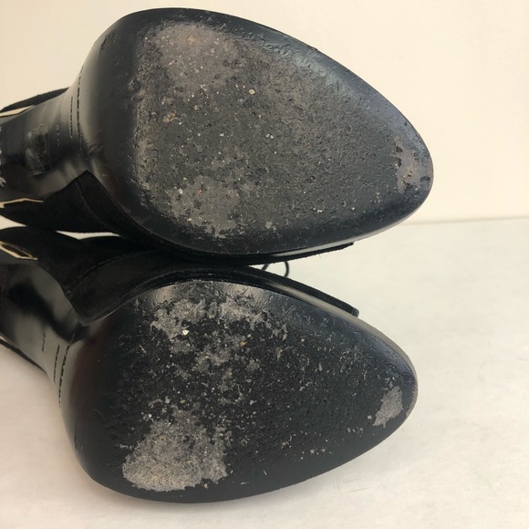 Burberry black suede peep-toe ankle boots 37.5 - Picture 7 of 11